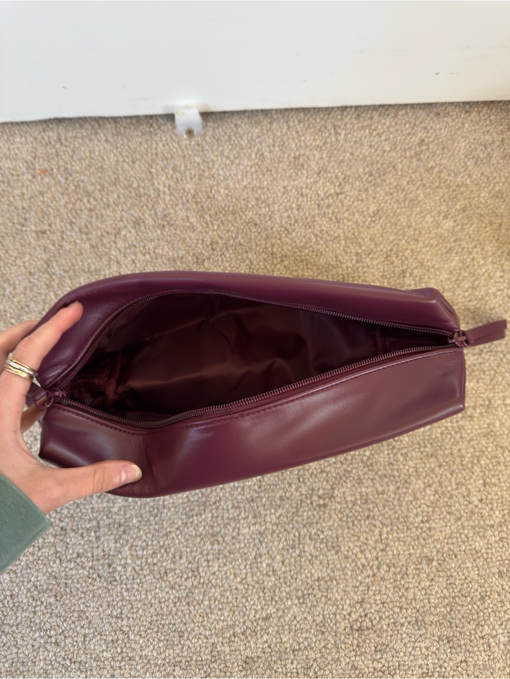 Leather Travel Dopp Kit in Deep Burgundy - Picture 2 of 3